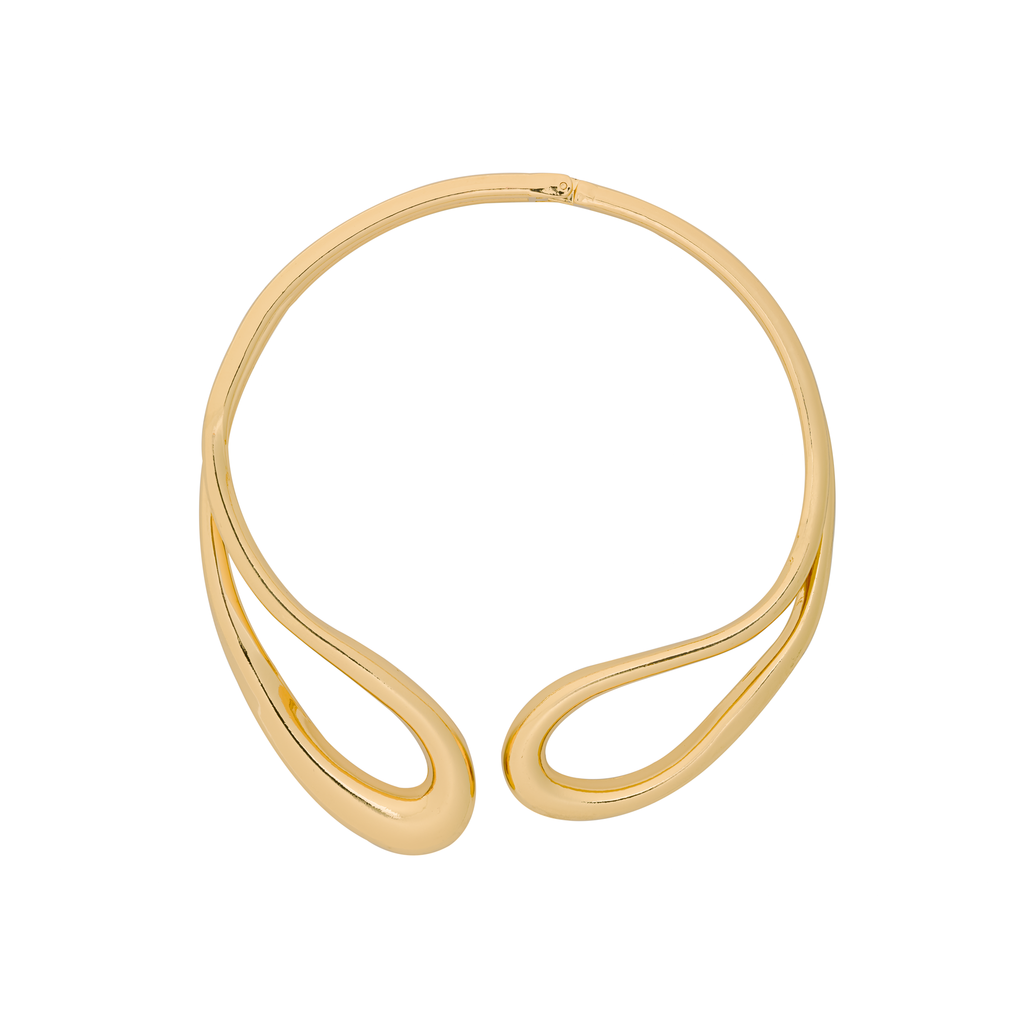 18K gold-plated open choker necklace featuring smooth, flowing curves and a sleek, minimalist design.