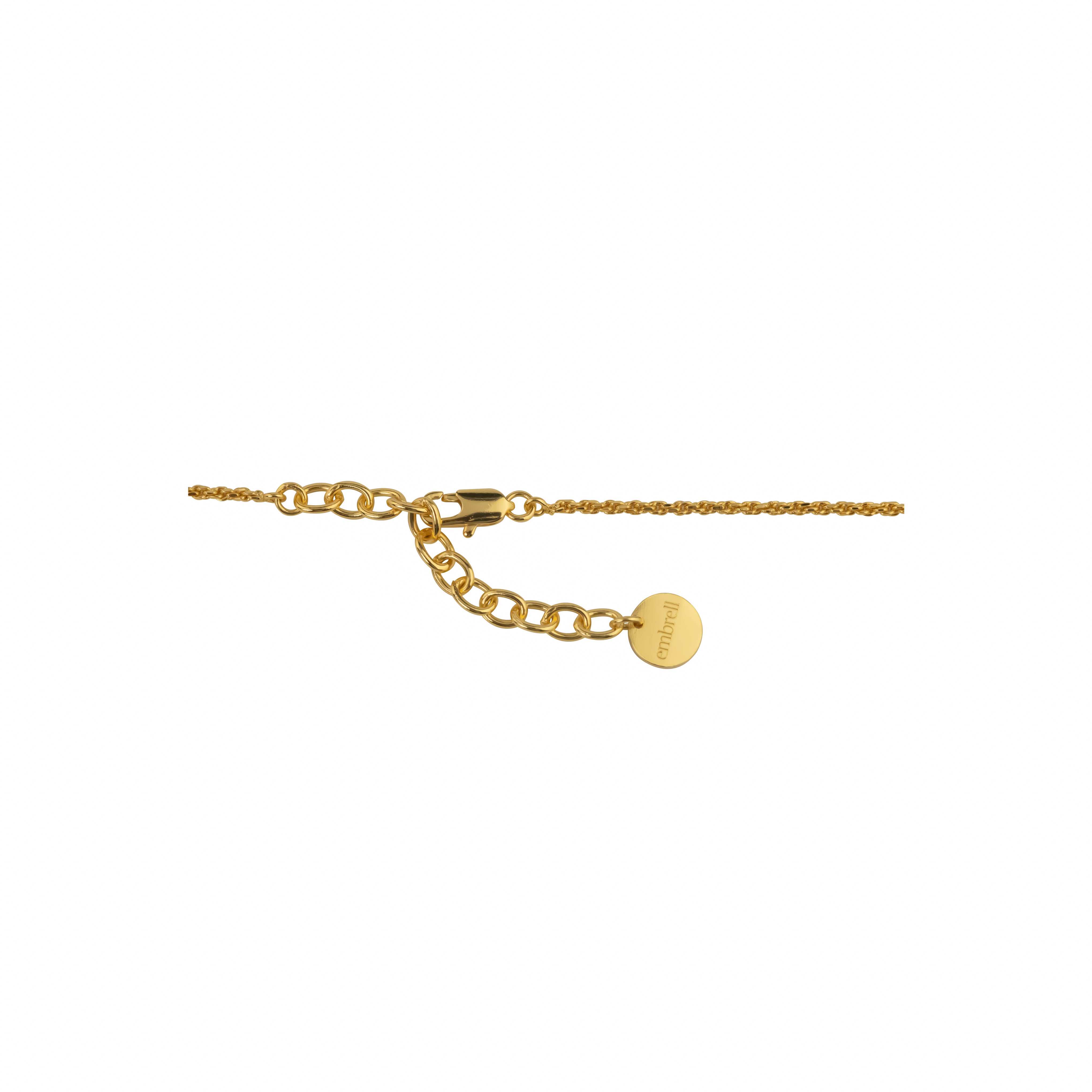 Aura Pendant chain, 22K gold plated necklace with adjustable clasp detail.