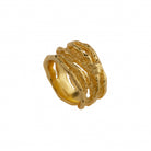 Empress Ring, 22K gold plated wide textured open band ring.