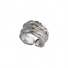 Empress Ring, silver plated wide textured open band ring.