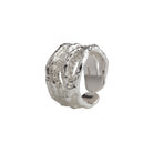 Empress Ring, silver plated wide textured open band ring.