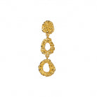 Evolve Earrings, 22K gold plated textured triple drop circle design.