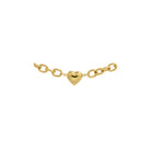 Gold bracelet with a heart charm on a white background