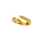 Gold ring with embedded diamonds on a white background