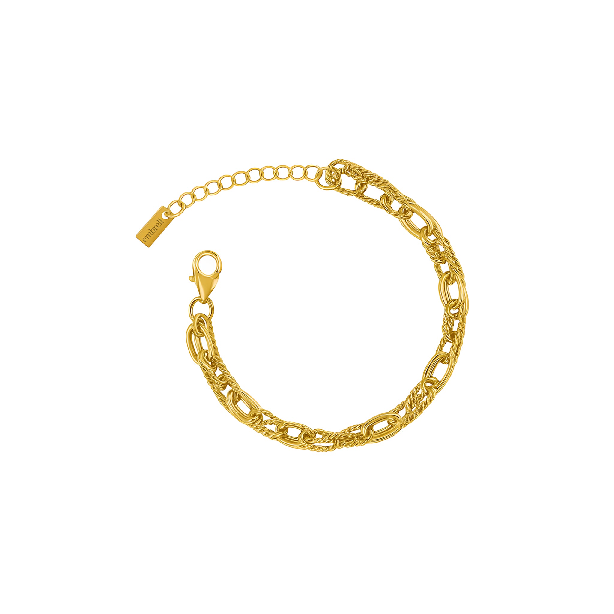 Gold chain bracelet on a white background