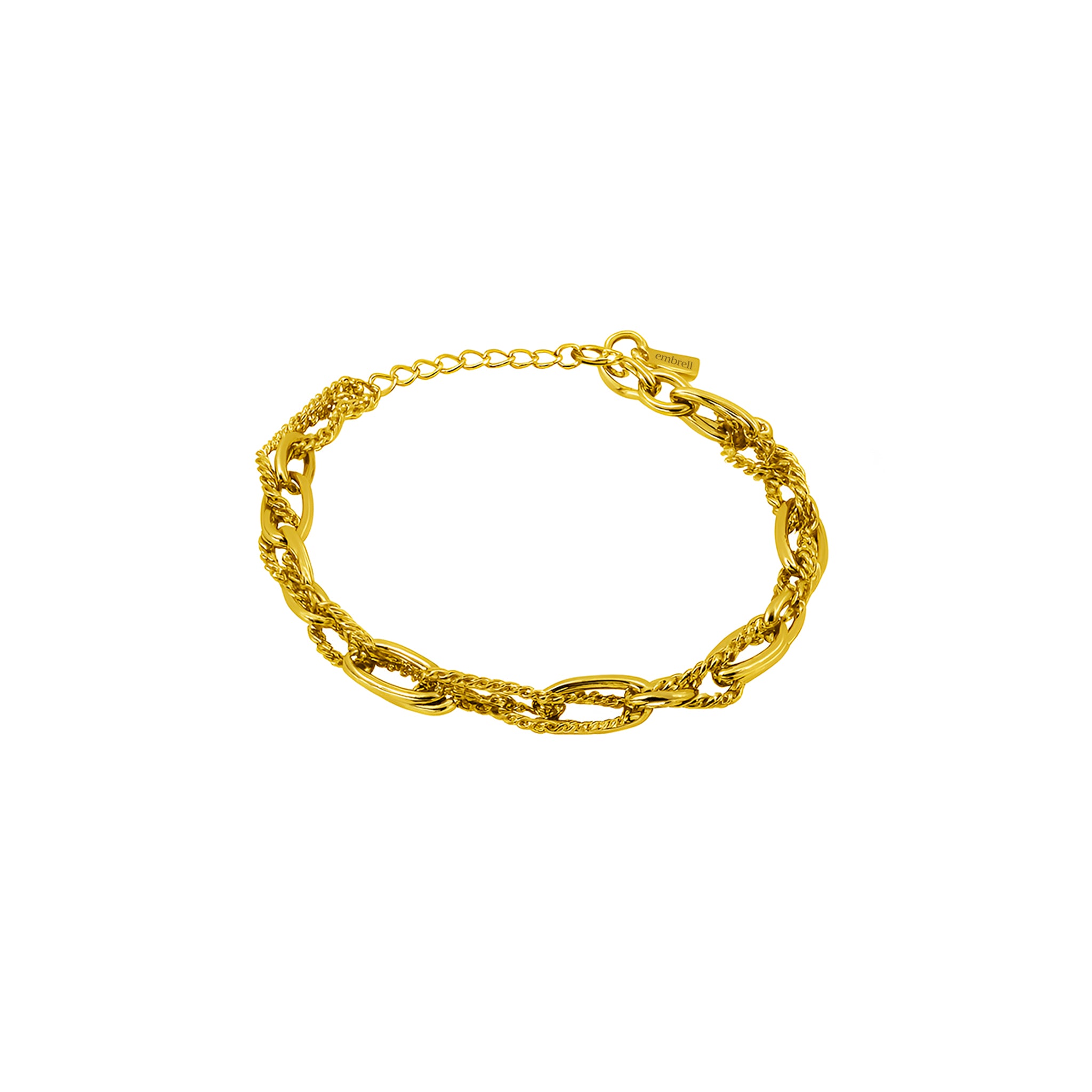 Gold chain bracelet on a white background