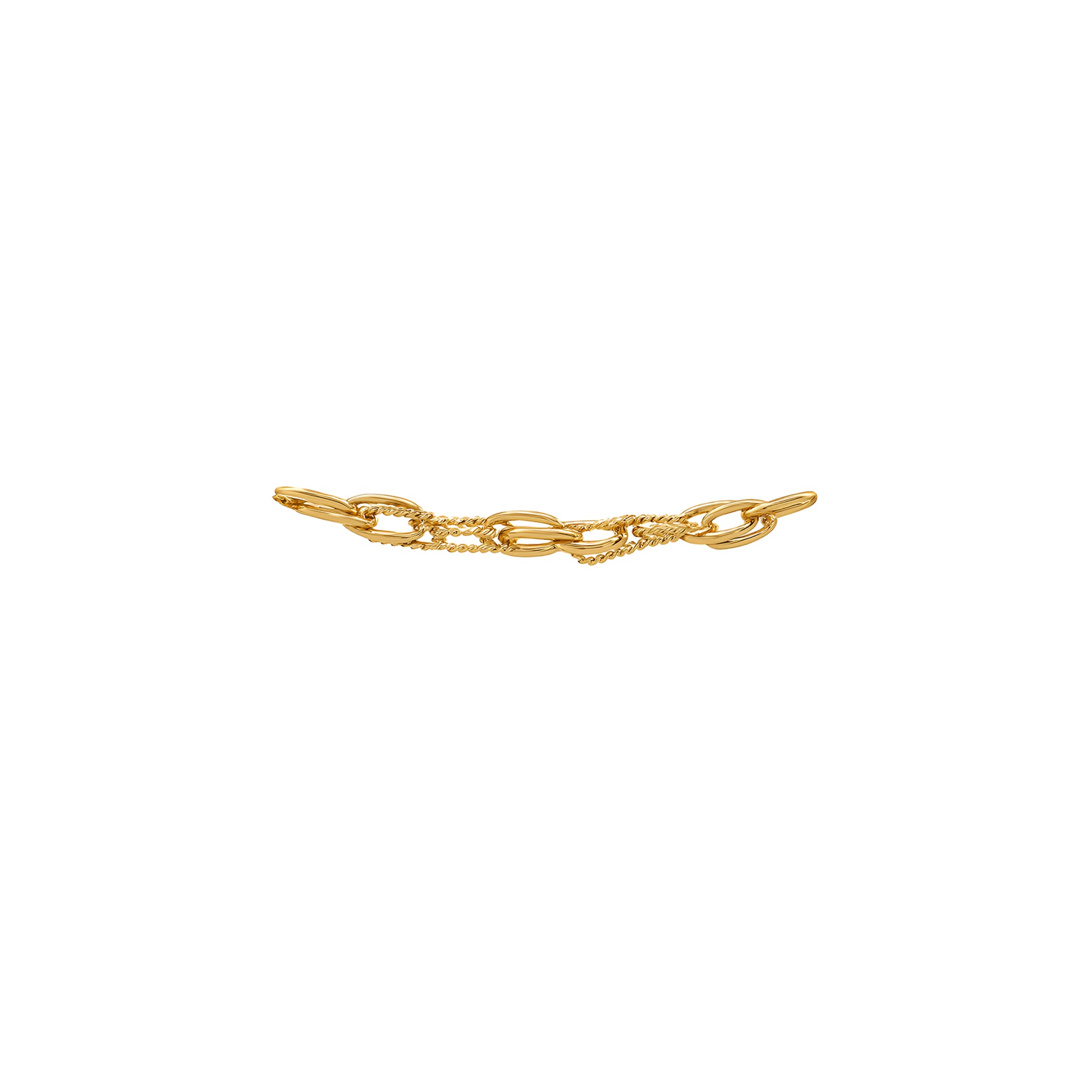 Gold chain necklace on a white background
