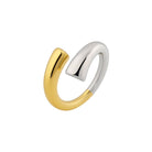 Two-toned gold and silver ring on a white background