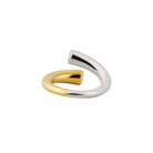 Two-toned gold and silver ring on a white background