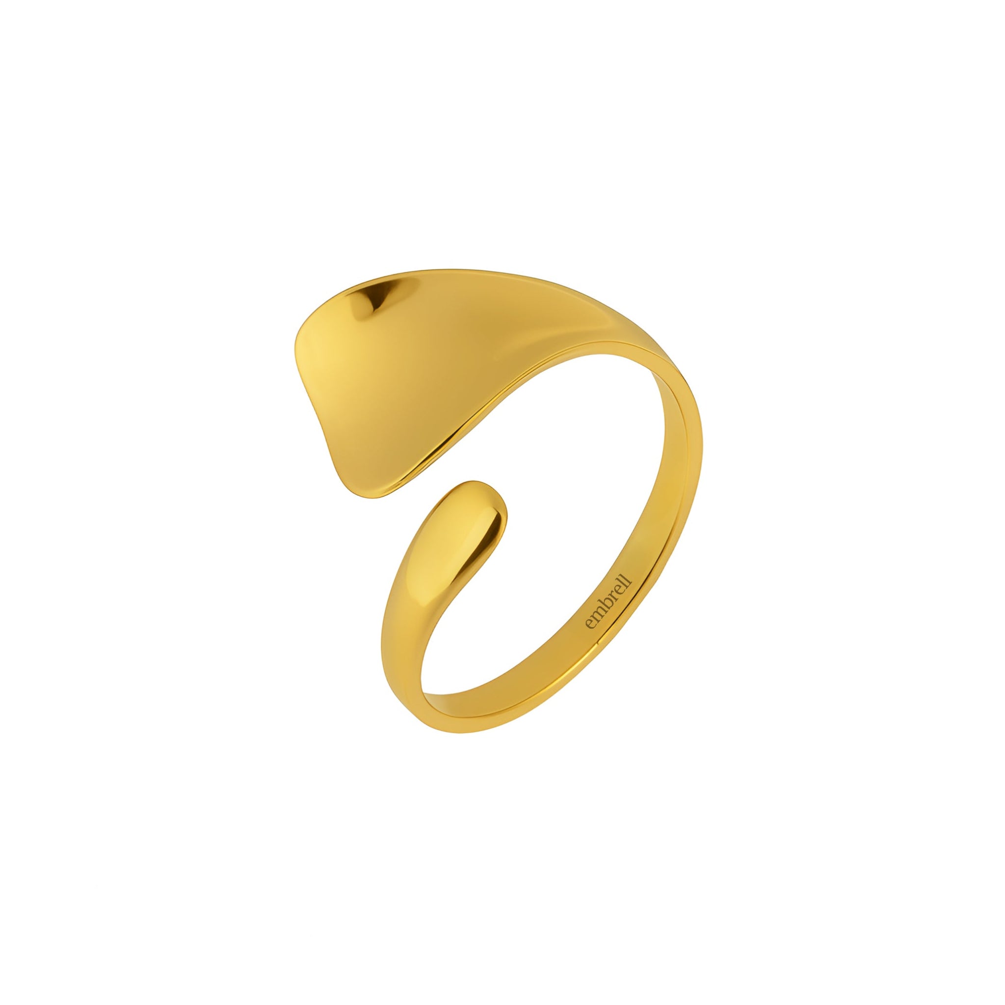 Gold open ring on a white background