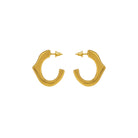 Gold hoop earrings on a white background