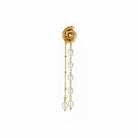 Gold earring with pearl drops on a white background