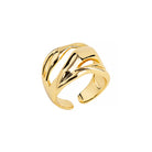 18K gold-plated open ring featuring a sleek, cutout design with flowing curves and a polished finish.