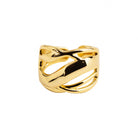 18K gold-plated open ring featuring a sleek, cutout design with flowing curves and a polished finish.