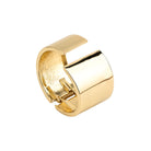 Gold-plated hinged cuff bracelet with a wide, polished band and secure clasp for a bold, contemporary statement.
