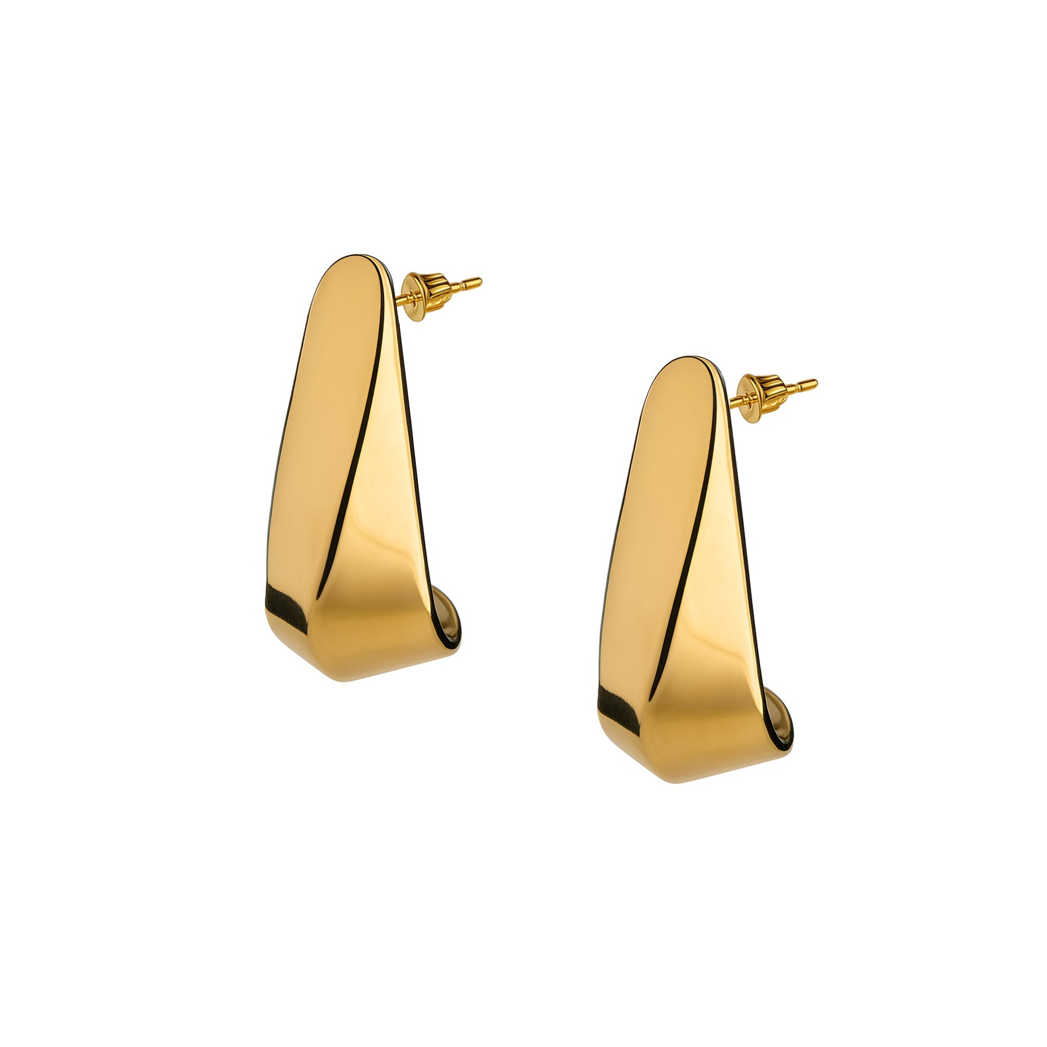 Gold hoop earrings on a white background
