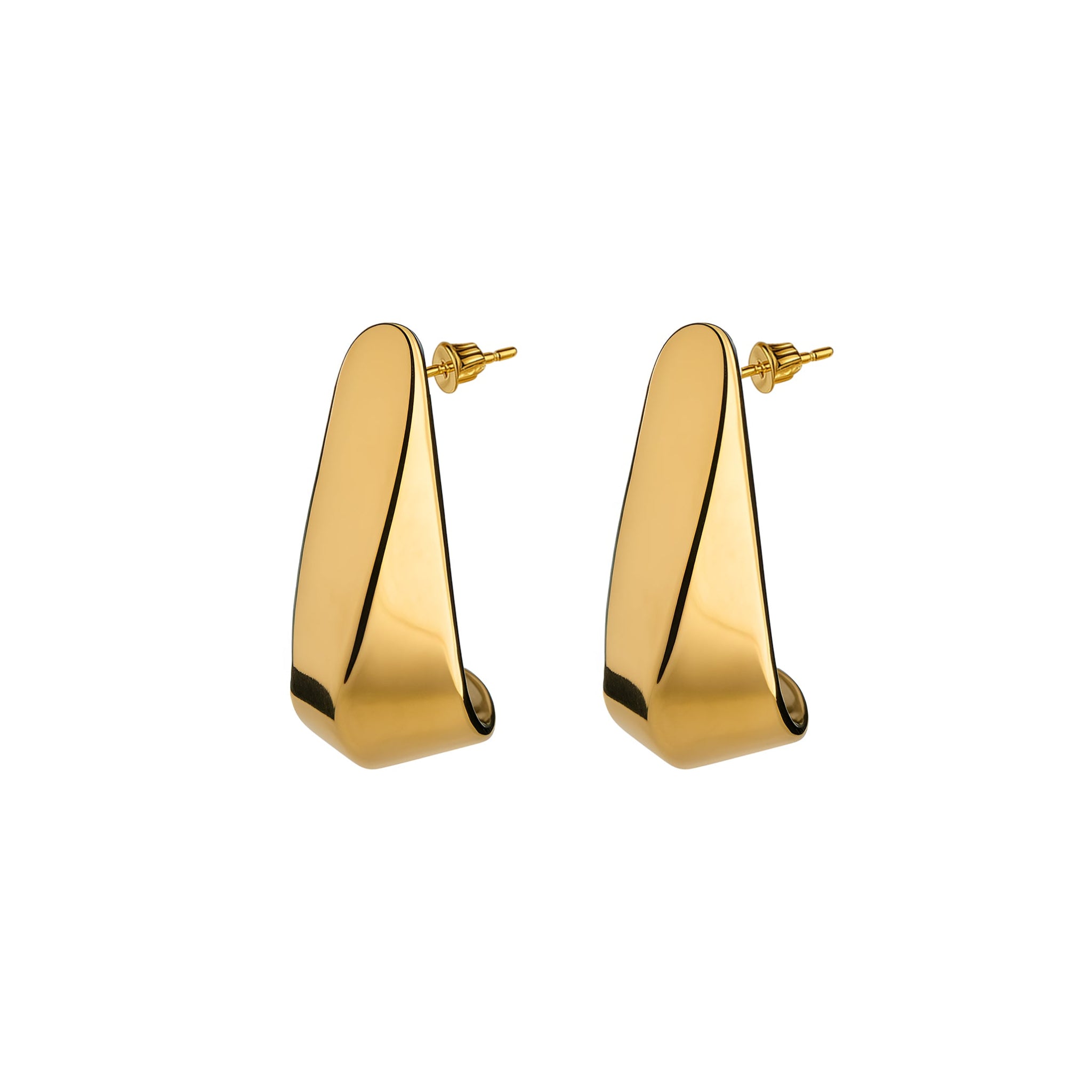 Gold hoop earrings on a white background