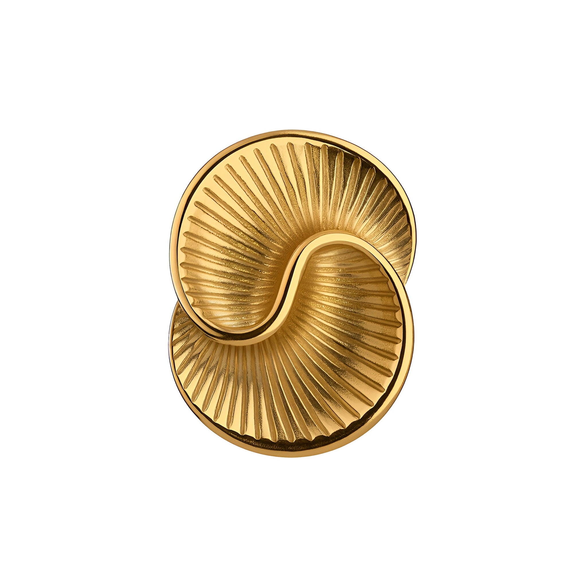 Gold spiral design on a white background