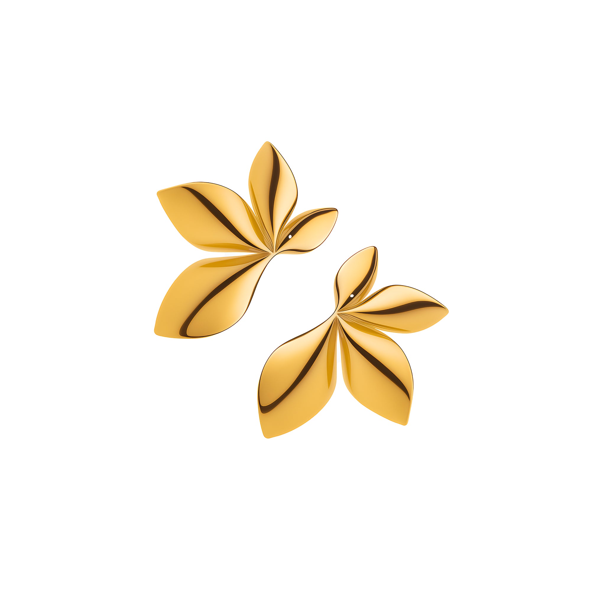18K gold plated flower-shaped earrings on a white background