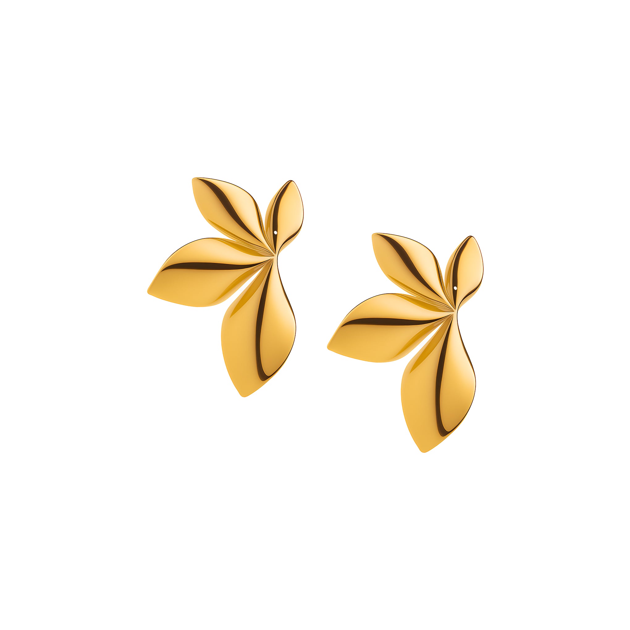 Pair of 18K gold plated earrings on a white background