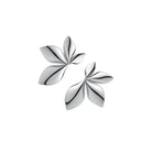 Pair of silver plated flower-shaped earrings on a white background