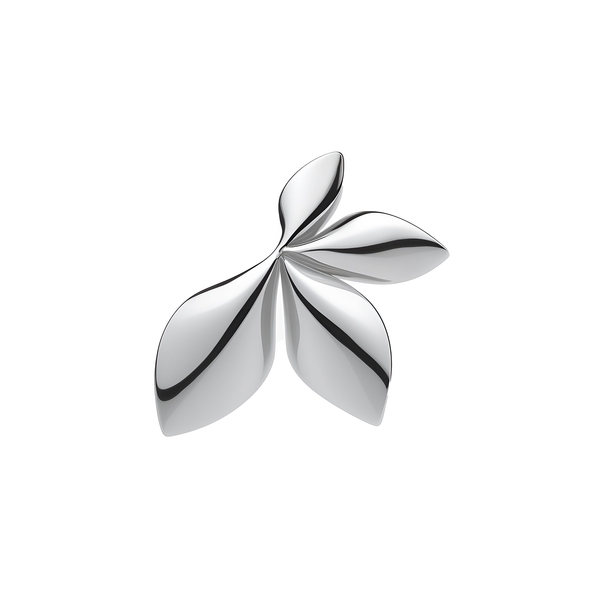 Silver plated flower-shaped earring on a white background