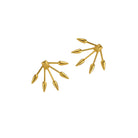 Pair of gold arrow shape earrings on a white background