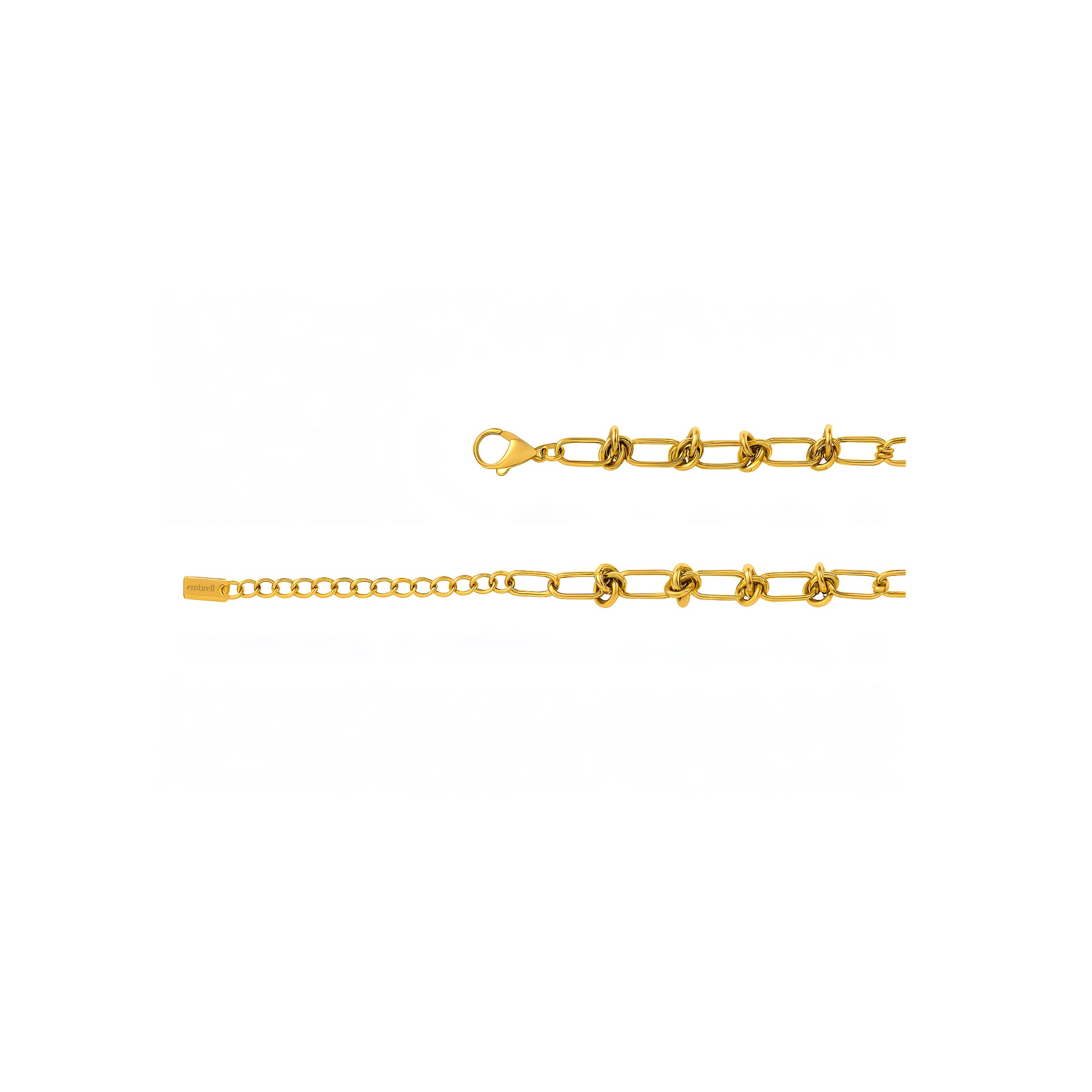 Gold chain bracelet on a white background