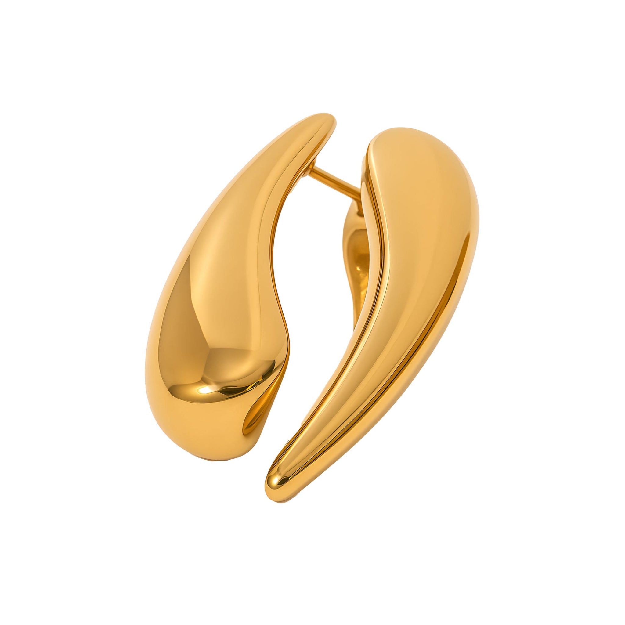 Gold earring on a white background