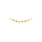 Gold necklace with stars and moons on a white background