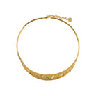 Fortune Necklace, 22K gold plated textured collar necklace with organic design.