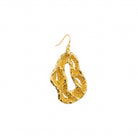Lumen Earrings, 22K gold plated textured abstract hoop drop design.