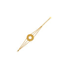 Origin Bracelet, 22K gold plated textured circle charm on triple chain design.