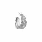 Rise Hoops, silver plated textured organic hoop earrings.